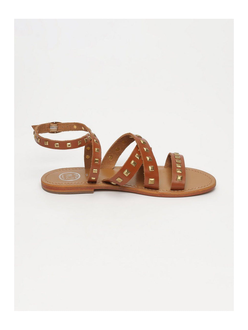 Sandali Amari - Buff Camel / Square Studs Gold - Cammello