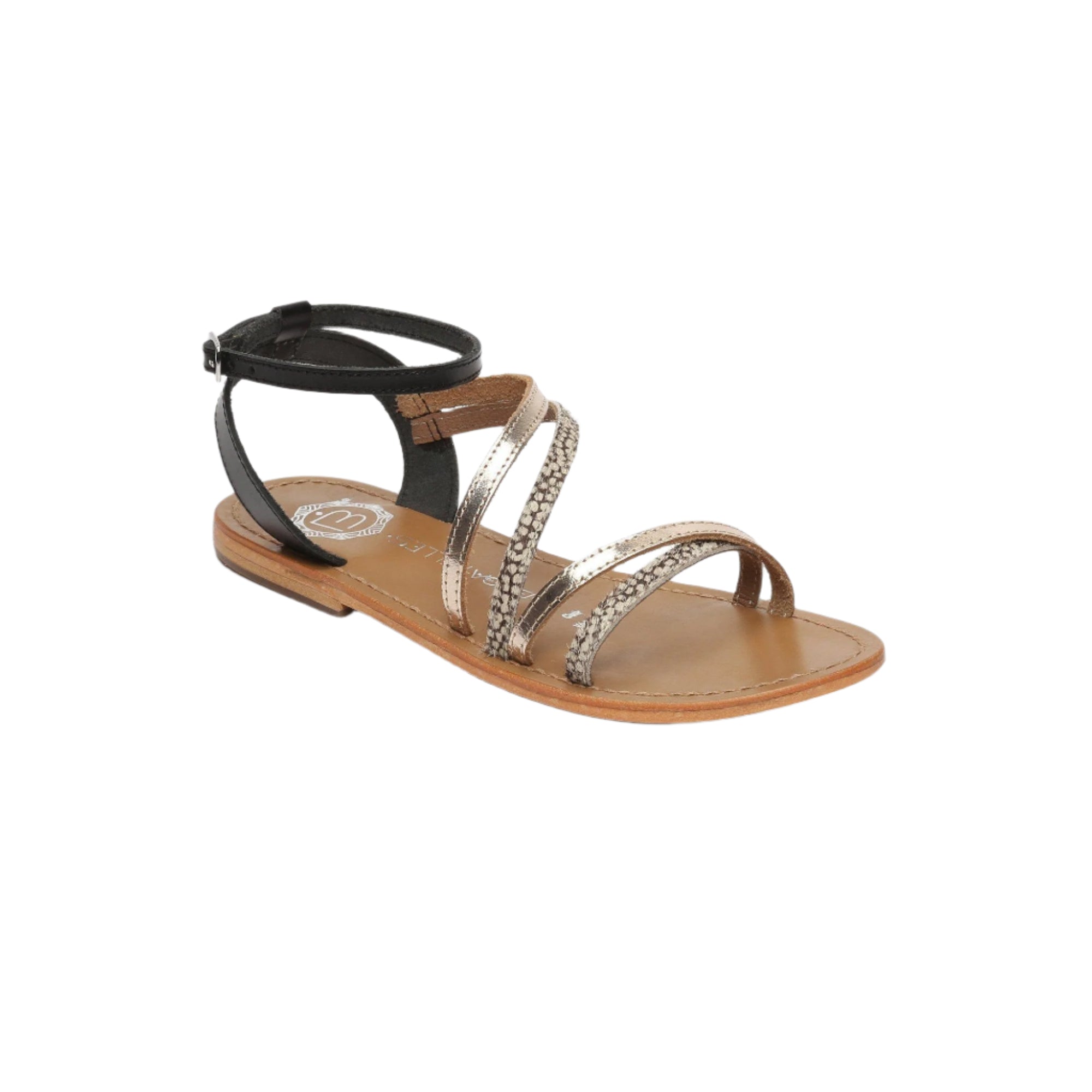 Les Bagatelles - Sandalias Fatsia - Negro y Blanco y Dorado