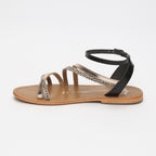 Les Bagatelles - Sandalias Fatsia - Negro y Blanco y Dorado