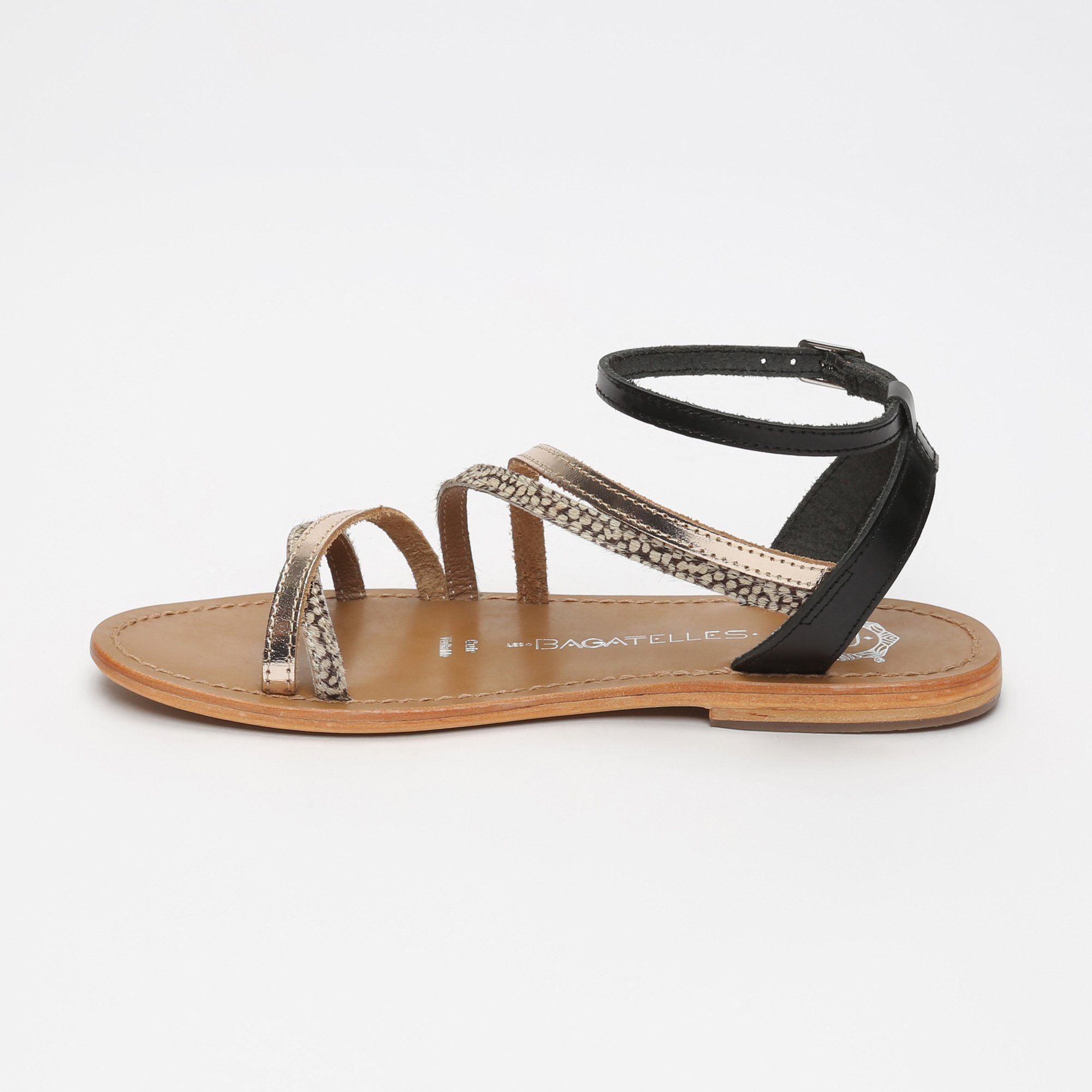 Les Bagatelles - Sandalias Fatsia - Negro y Blanco y Dorado