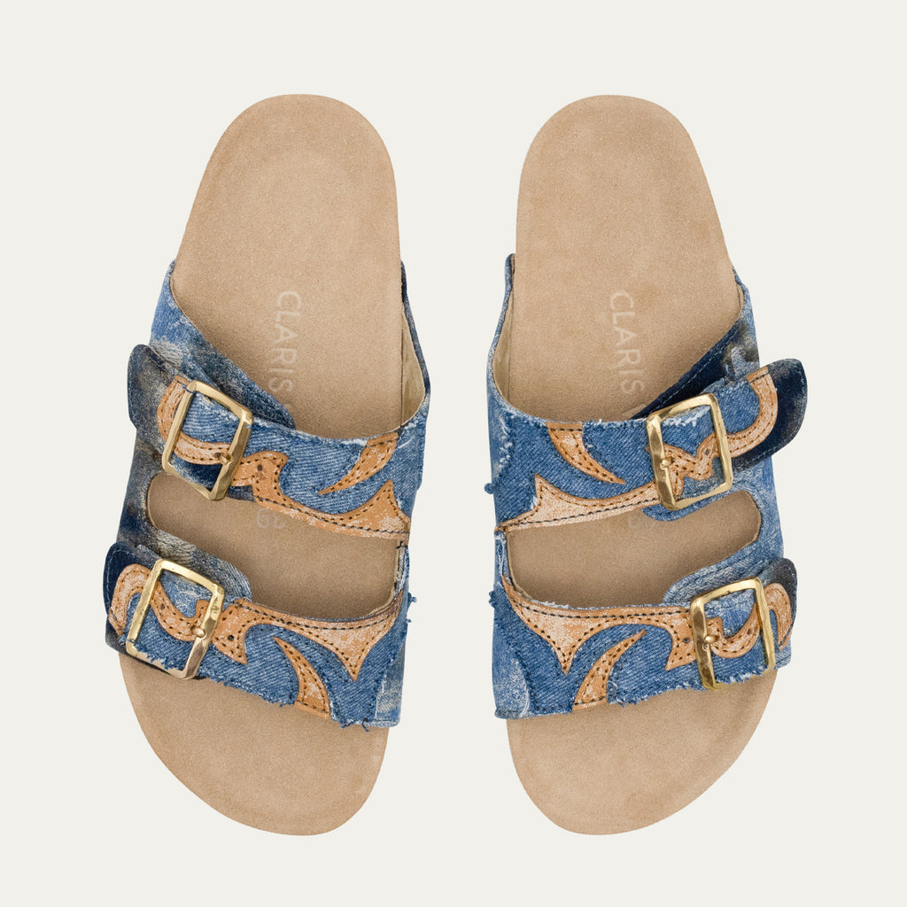 Sandales Tissu Odette Patchwork Denim