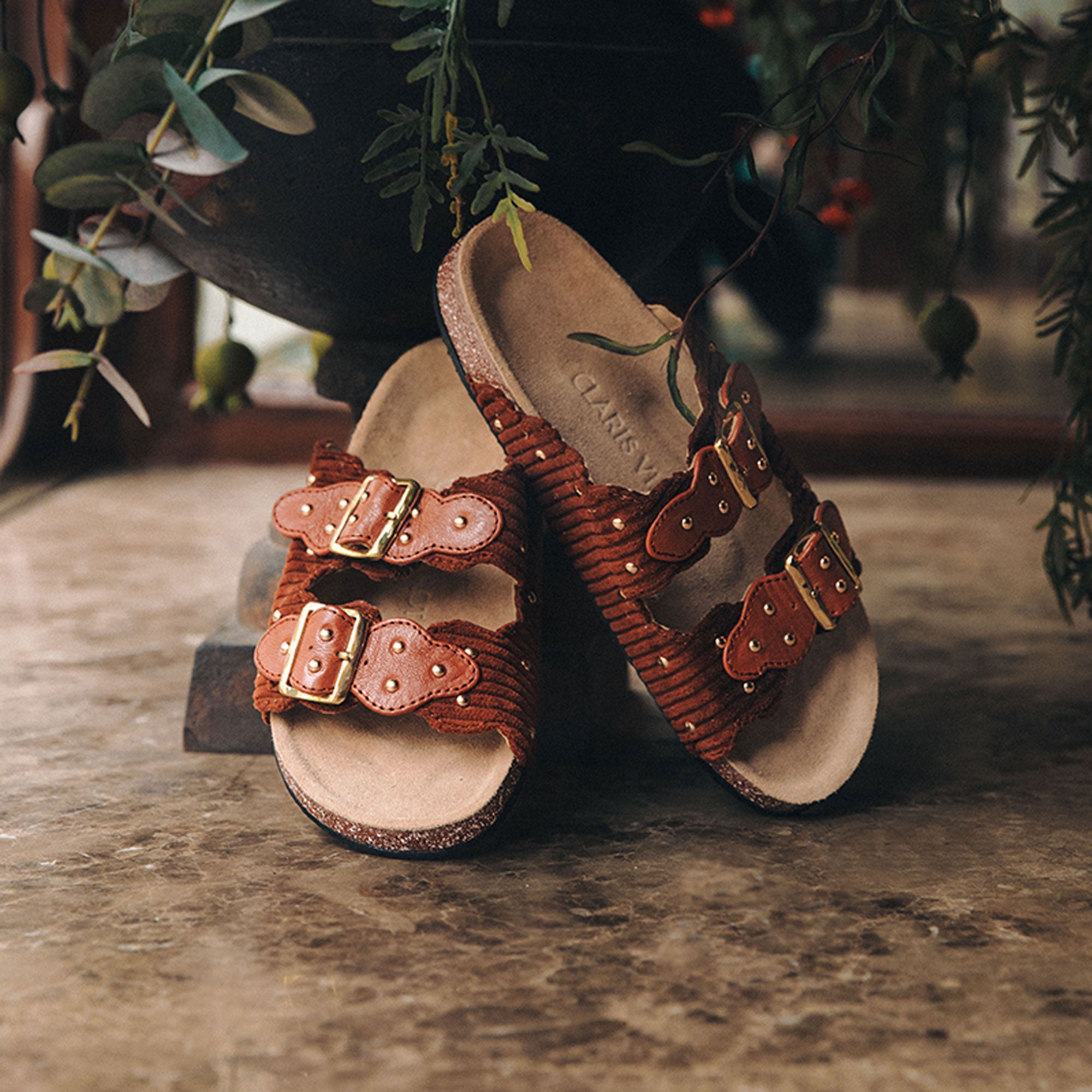 Sandales Velours Odette Brique