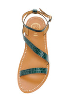White Sun - Xigala Sandals - Green Croco Print Goat - Green Croco