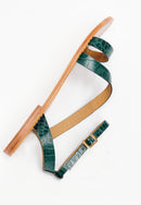 White Sun - Sandales Xigala - Green Croco Print Goat - Green Croco
