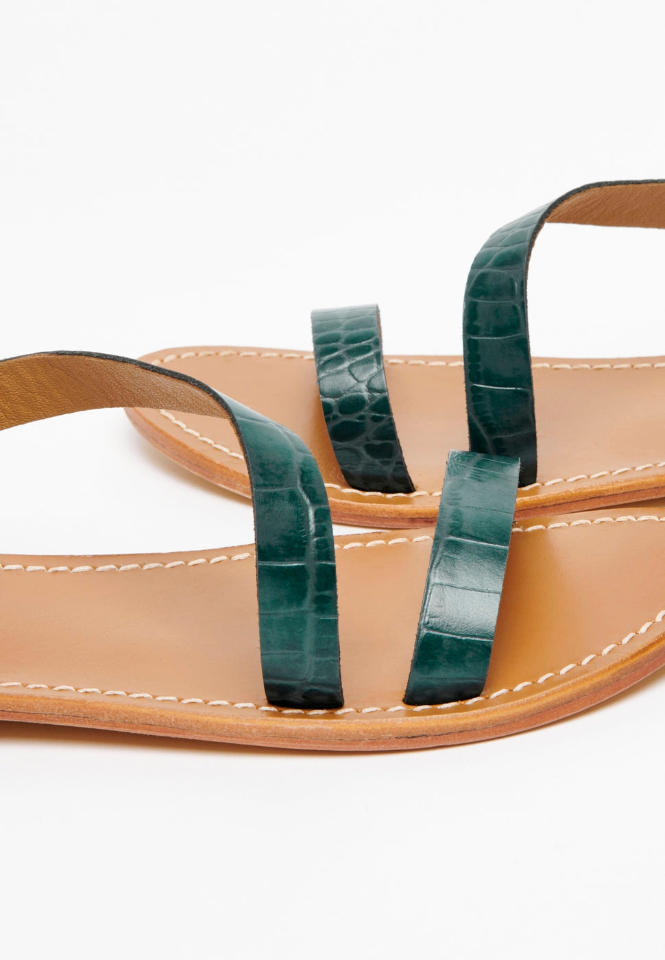 White Sun - Xigala Sandals - Green Croco Print Goat - Green Croco