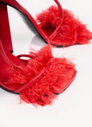 Just Cavalli - Sandales À Plumes - Rouge - Femme