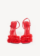 Just Cavalli - Sandales À Plumes - Rouge - Femme