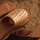 Sandales Clic Tressé Or