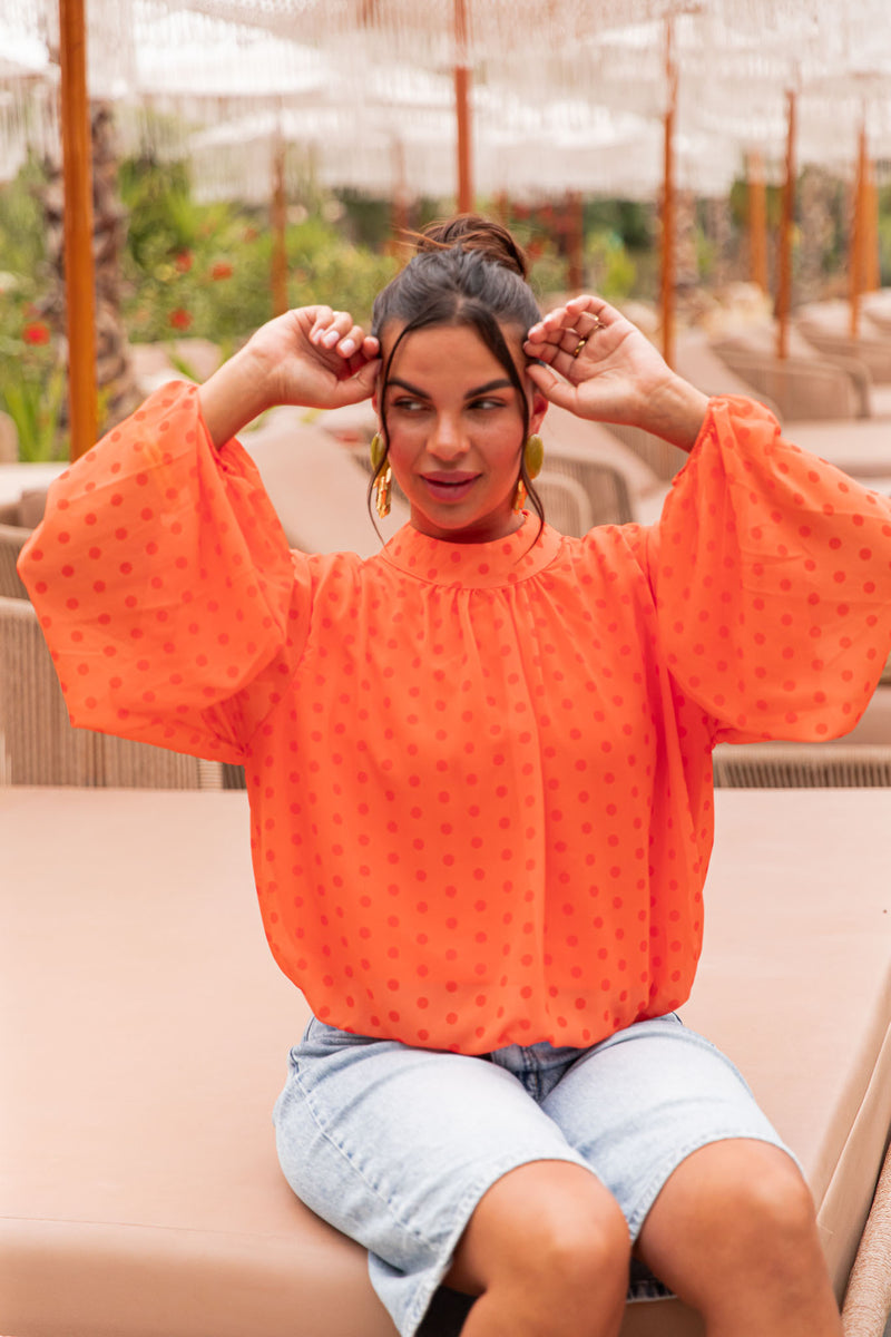 SANDRO Orange - Blouse À Pois