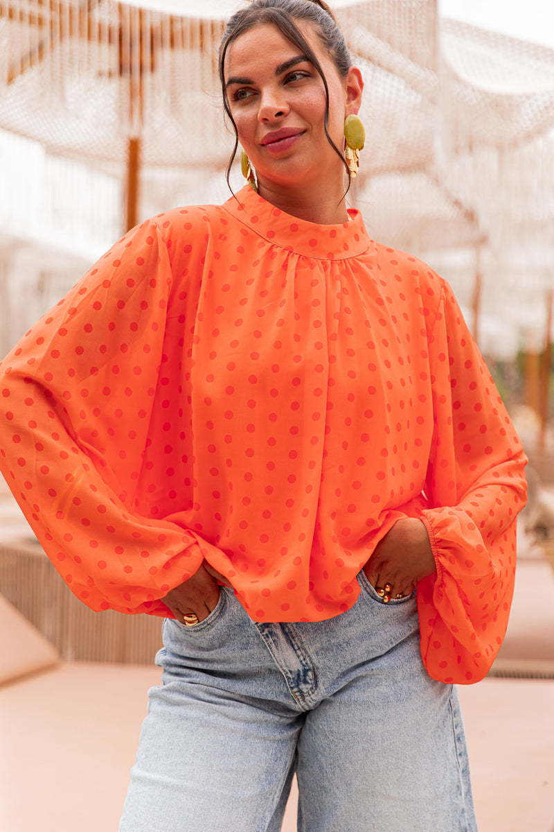 SANDRO Orange - Blouse À Pois