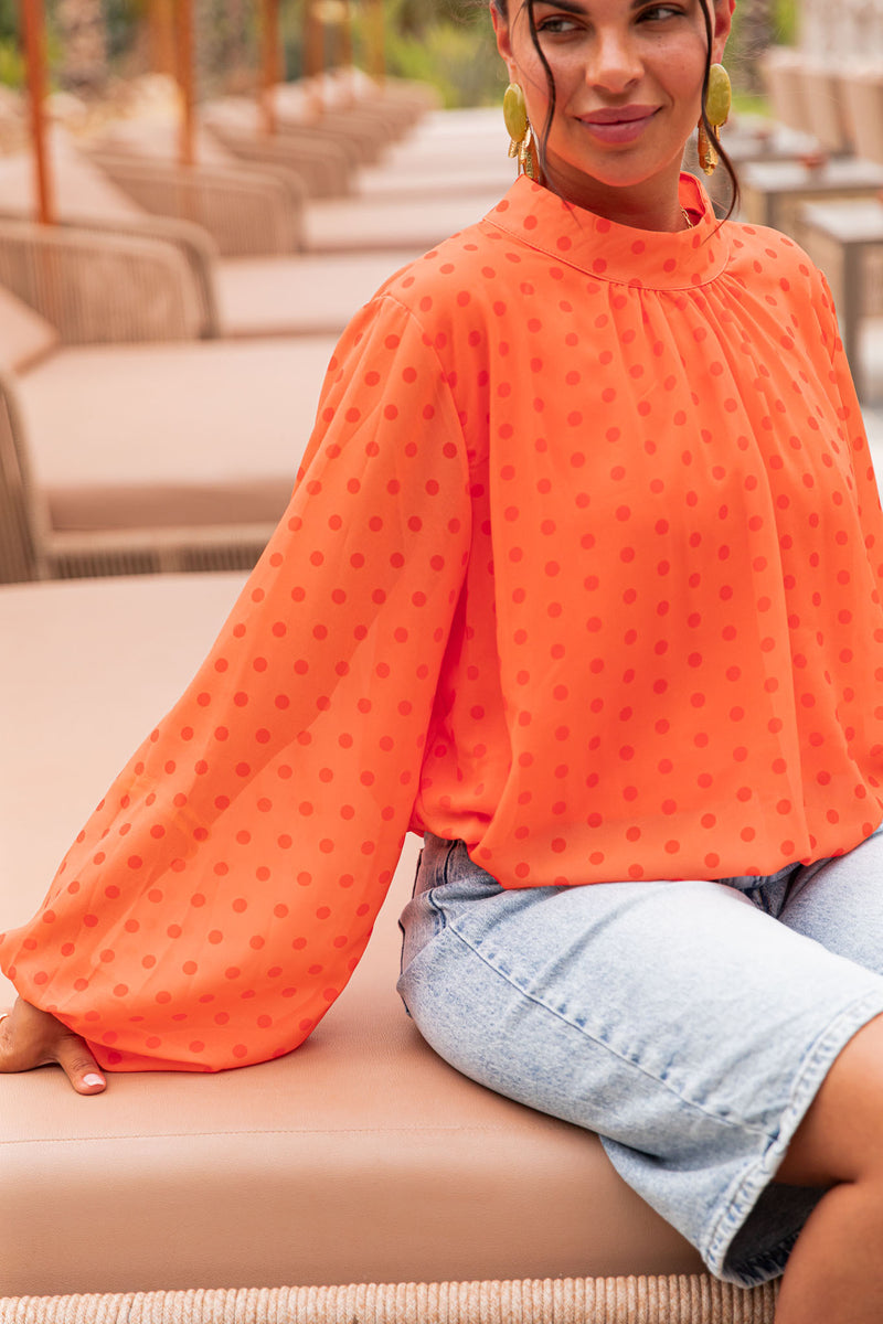 SANDRO Orange - Blouse À Pois