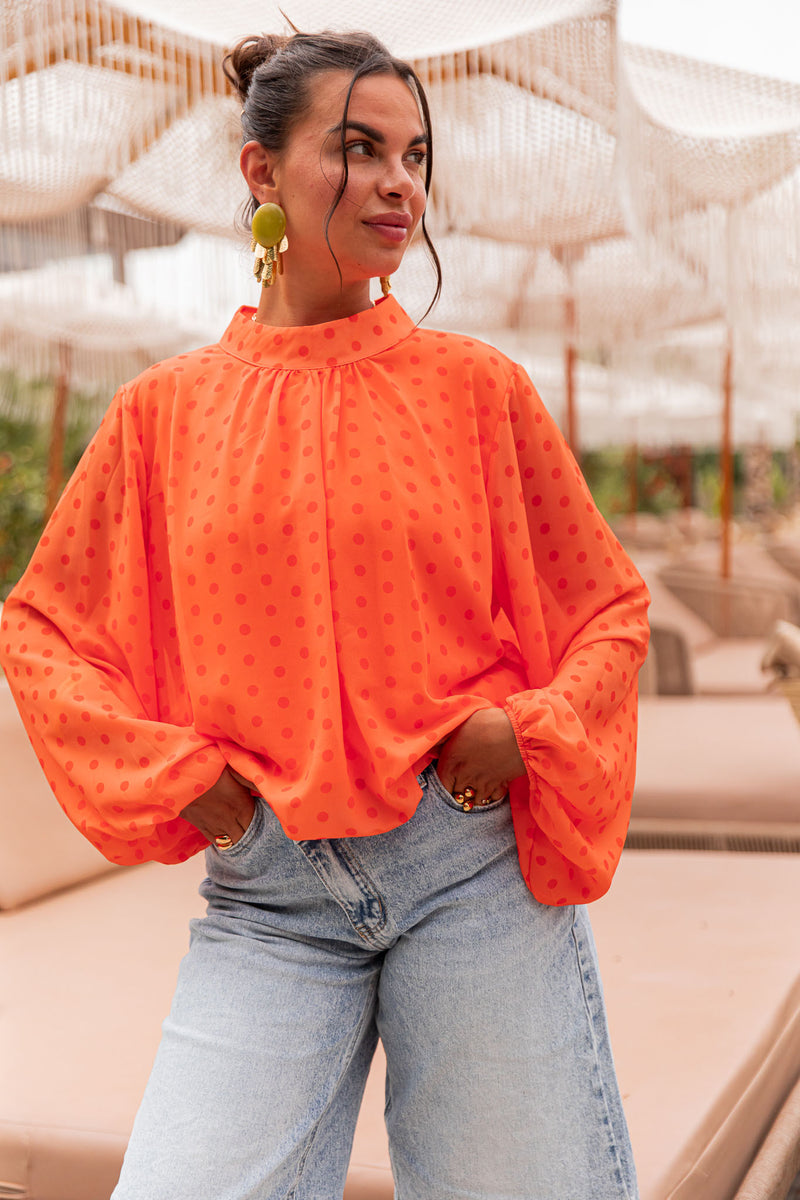 SANDRO Orange - Blouse À Pois
