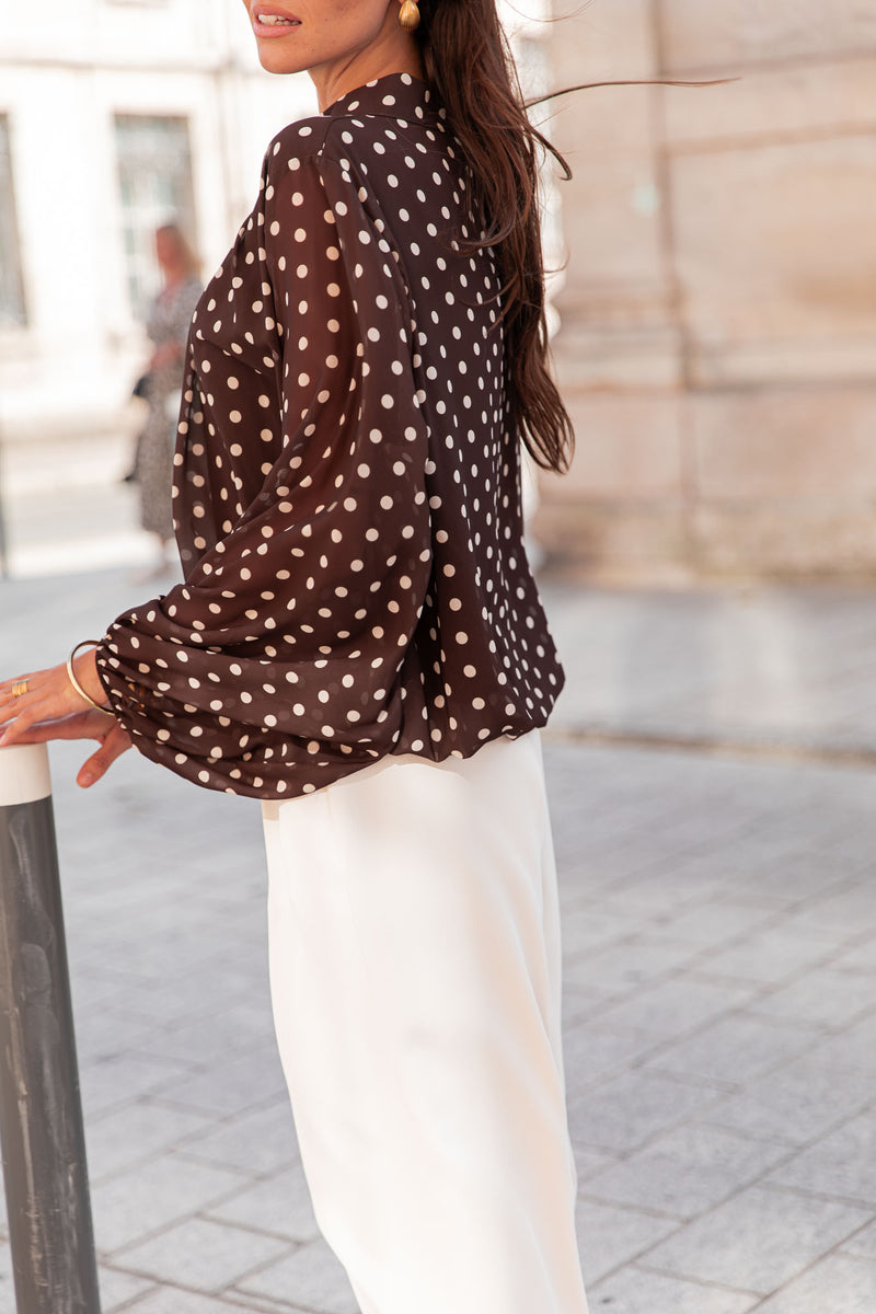 SANDRO Chocolat - Blouse À Pois