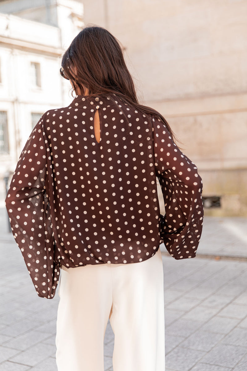 SANDRO Chocolat - Blouse À Pois