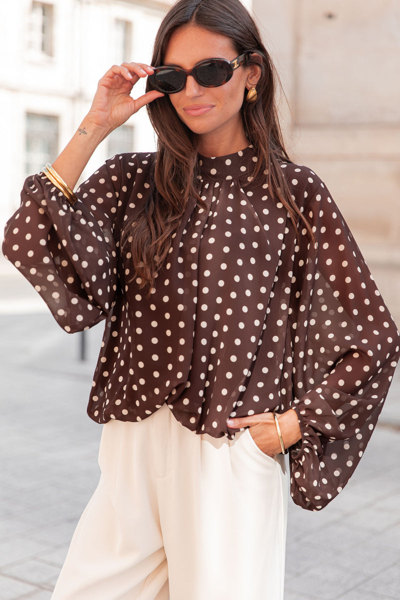 SANDRO Chocolat - Blouse À Pois