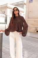 SANDRO Chocolat - Blouse À Pois