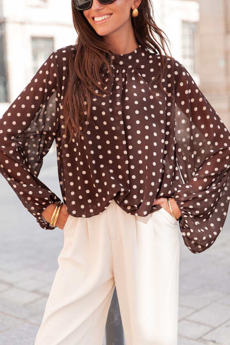 SANDRO Chocolat - Blouse À Pois
