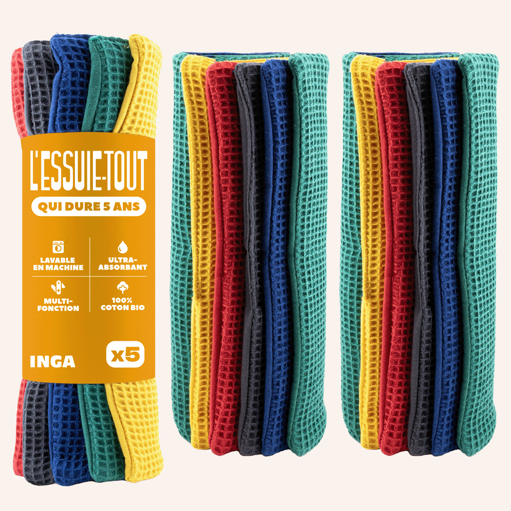 Paño de cocina lavable - 5 colores