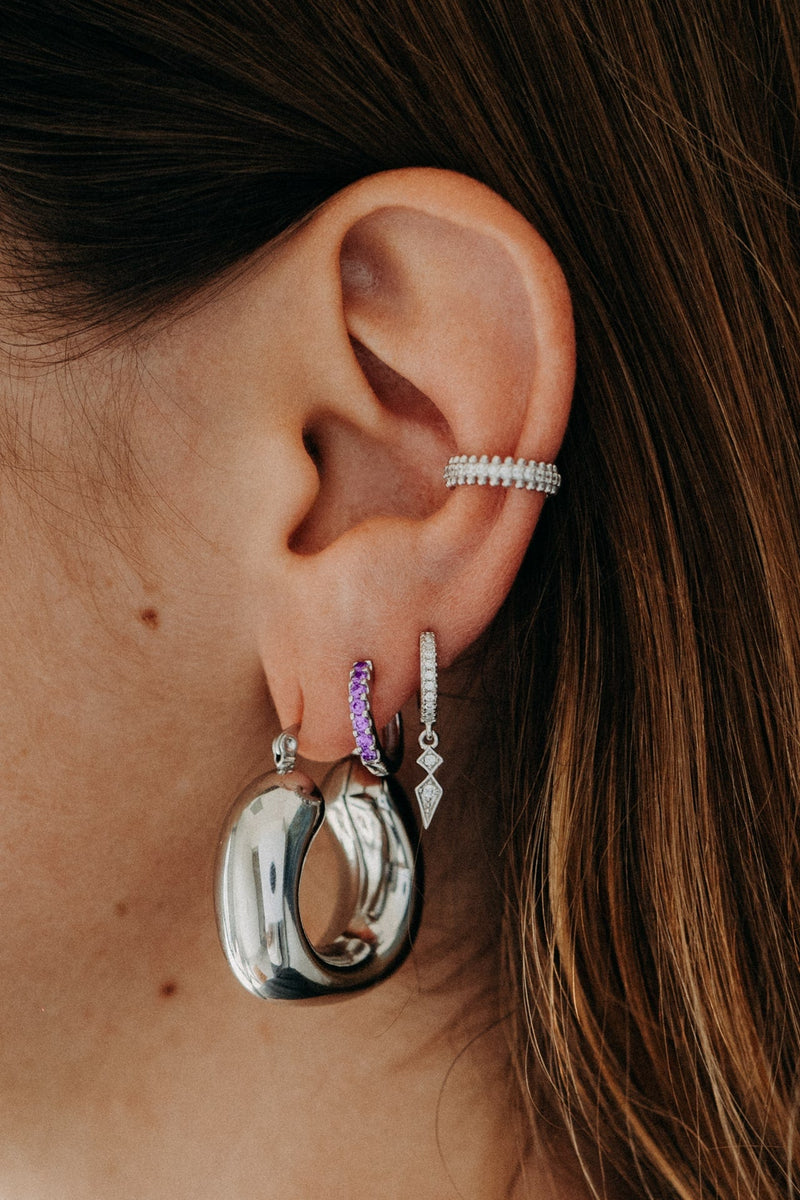 Composition de boucles d'oreilles argent