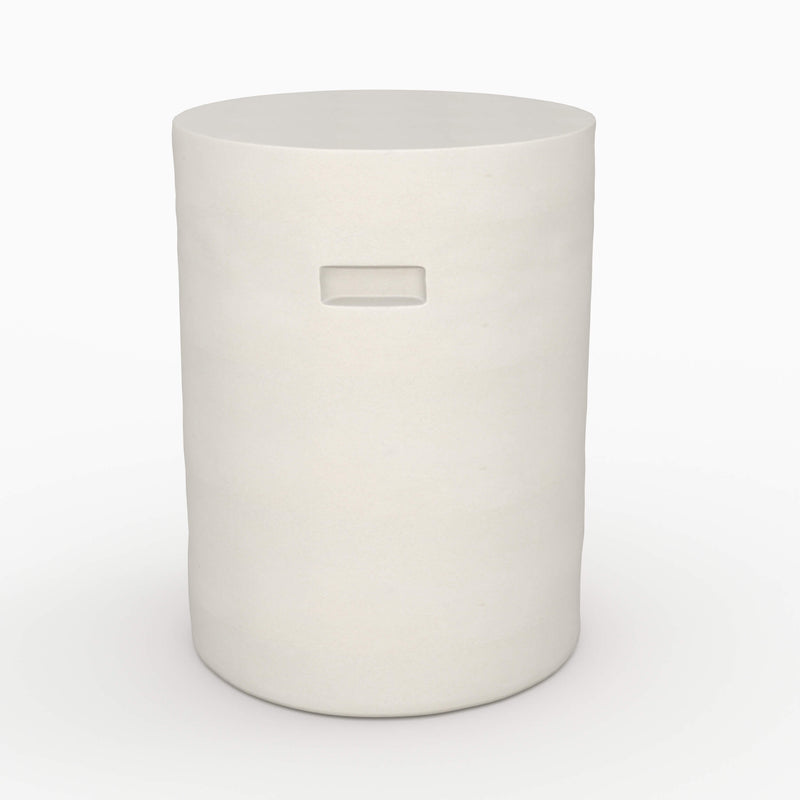 Table d'appoint ronde Santorini blanche en fibre d'argile effet béton