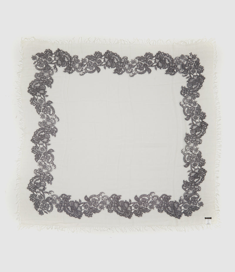 Faliero Sarti - Foulard Jasmine Cachemire Noir Blanc - Femme