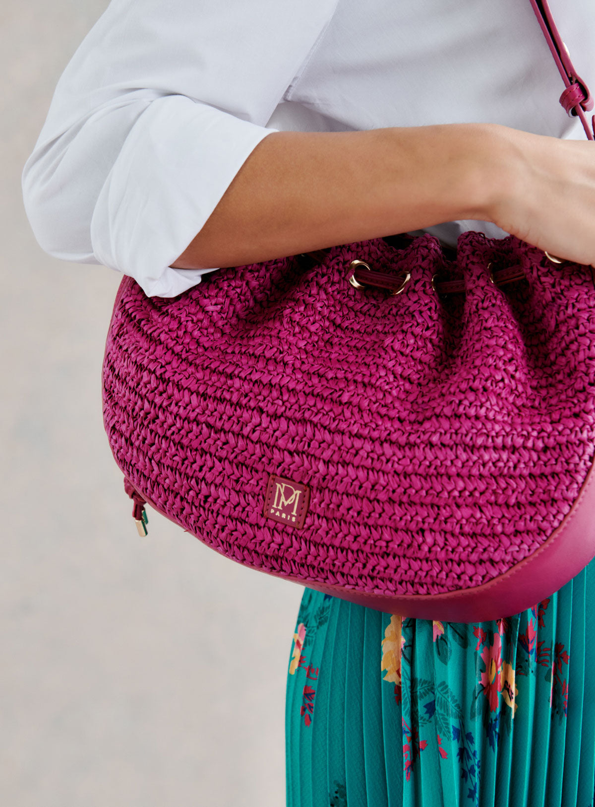 Sauline Raffia Bag - Fuchsia