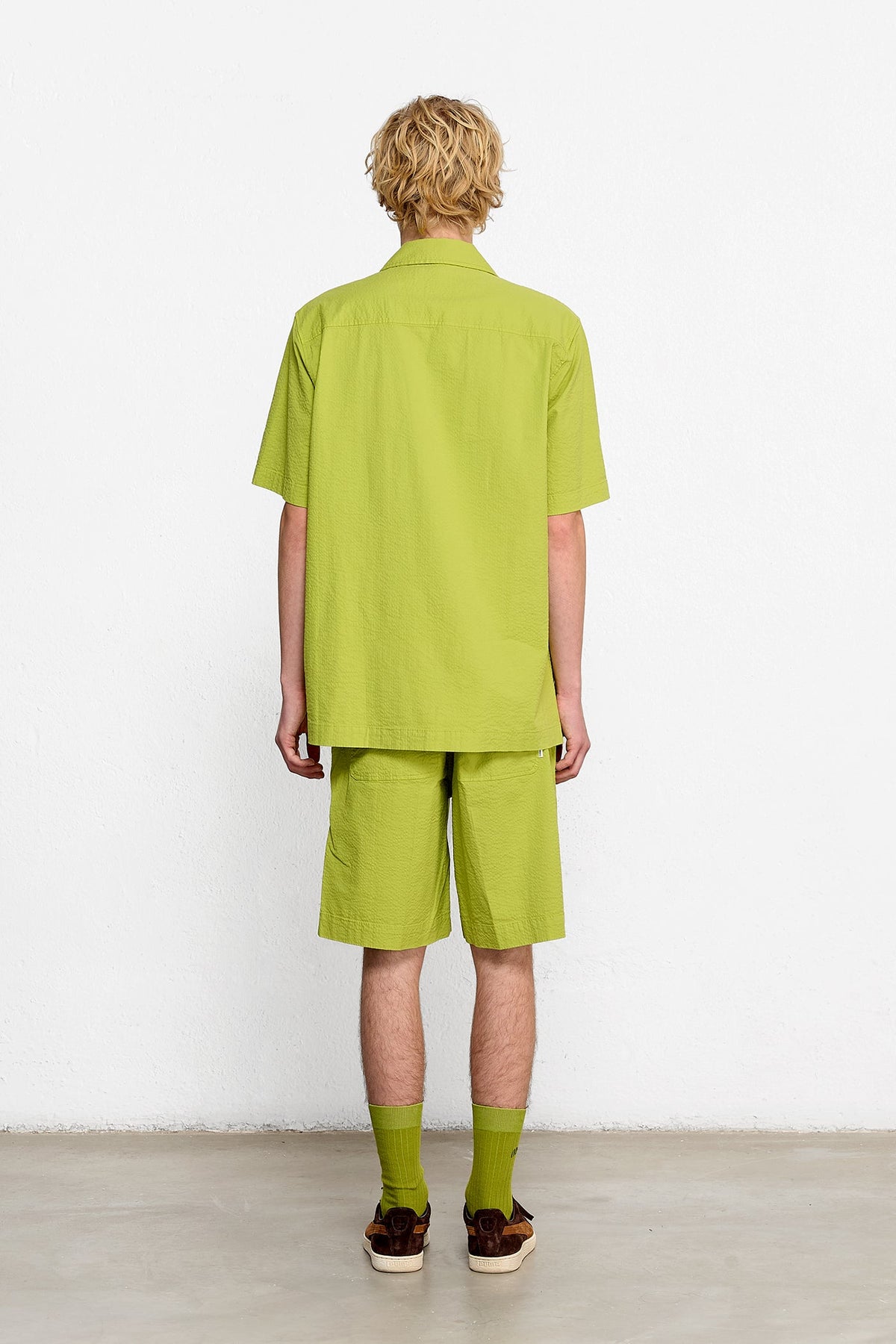 Seersucker Short Sleeve Shirt Green