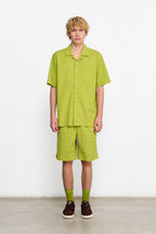 Seersucker Short Sleeve Shirt Green