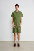 Koszula z krótkim rękawem Seersucker Khaki