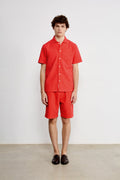 Chemise Manches Courtes Seersucker Red