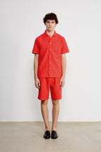 Chemise Manches Courtes Seersucker Red