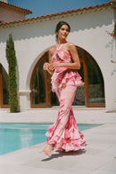 Robe Longue À Volants - Imprimé Fleuri