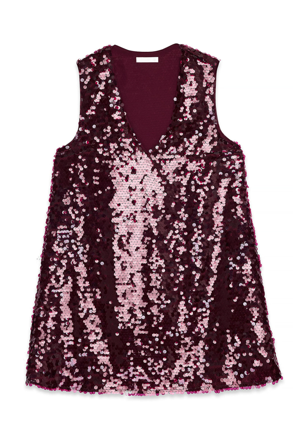 Vestido Corto Trapecio con Lentejuelas Burdeos