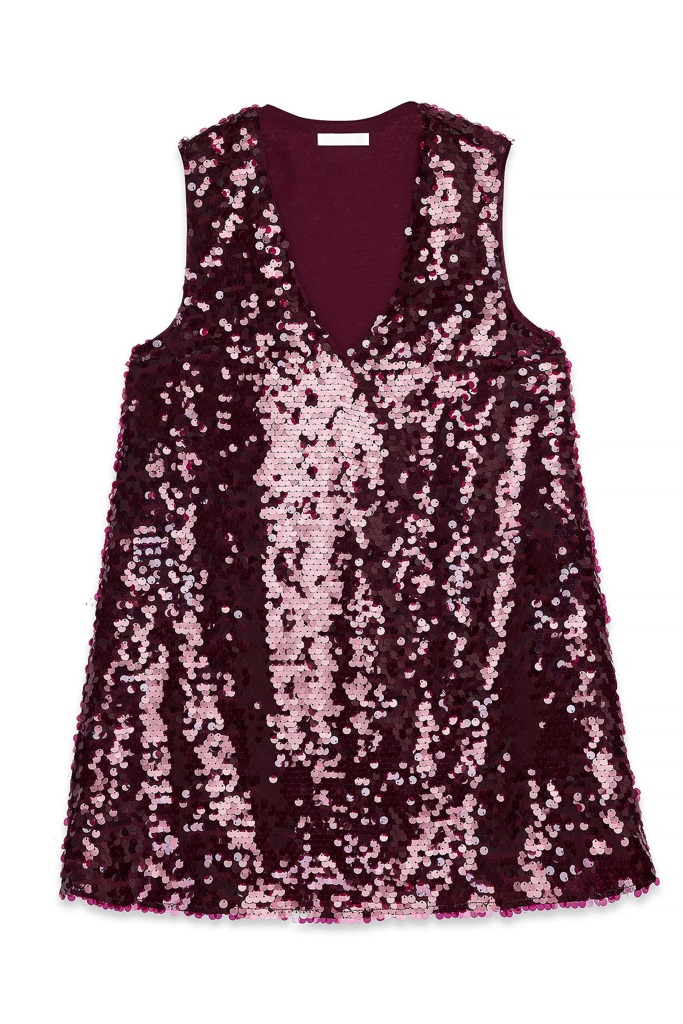 Vestido Corto Trapecio con Lentejuelas Burdeos