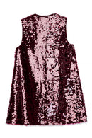 Robe Courte Trapèze À Sequins Bordeaux