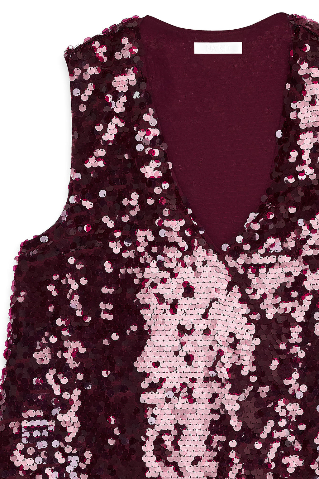 Vestido Corto Trapecio con Lentejuelas Burdeos