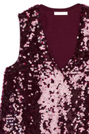 Robe Courte Trapèze À Sequins Bordeaux