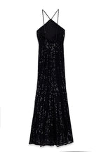 Robe Longue Dos Nu En Dentelle À Sequins Noir