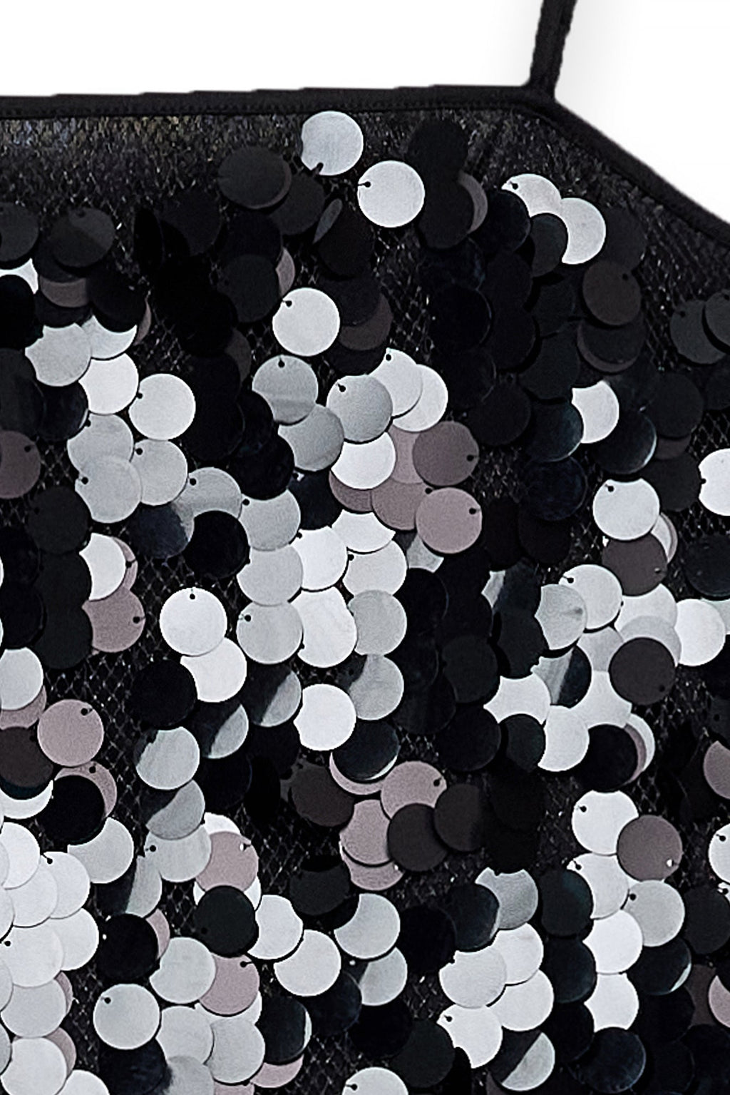 Robe Nuisette Courte À Sequins Noir