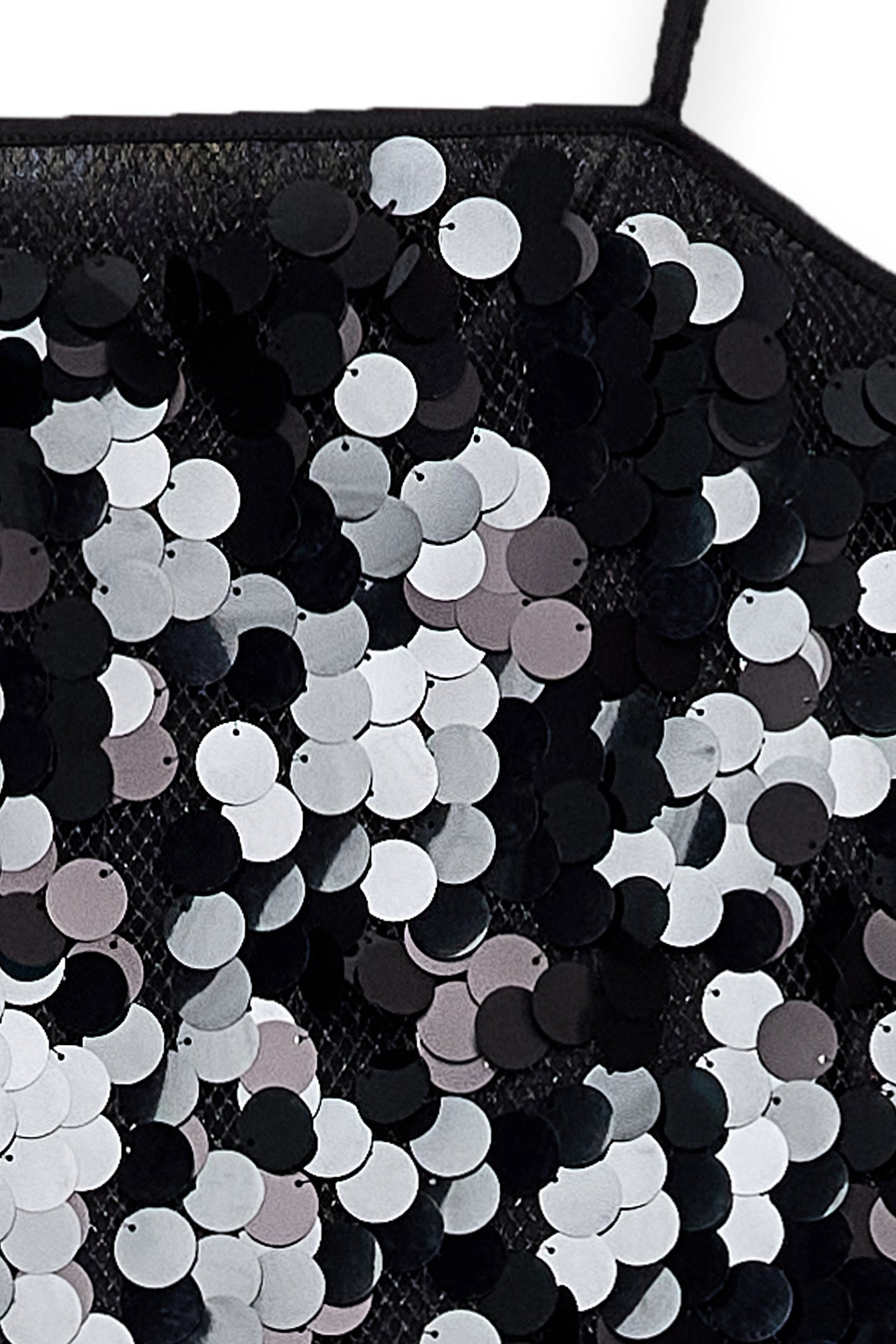 Robe Nuisette Courte À Sequins Noir