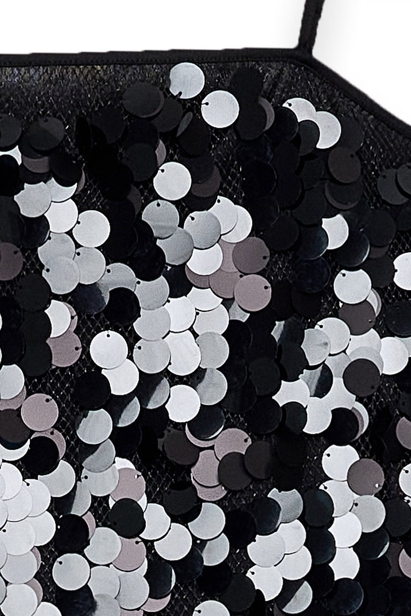 Robe Nuisette Courte À Sequins Noir