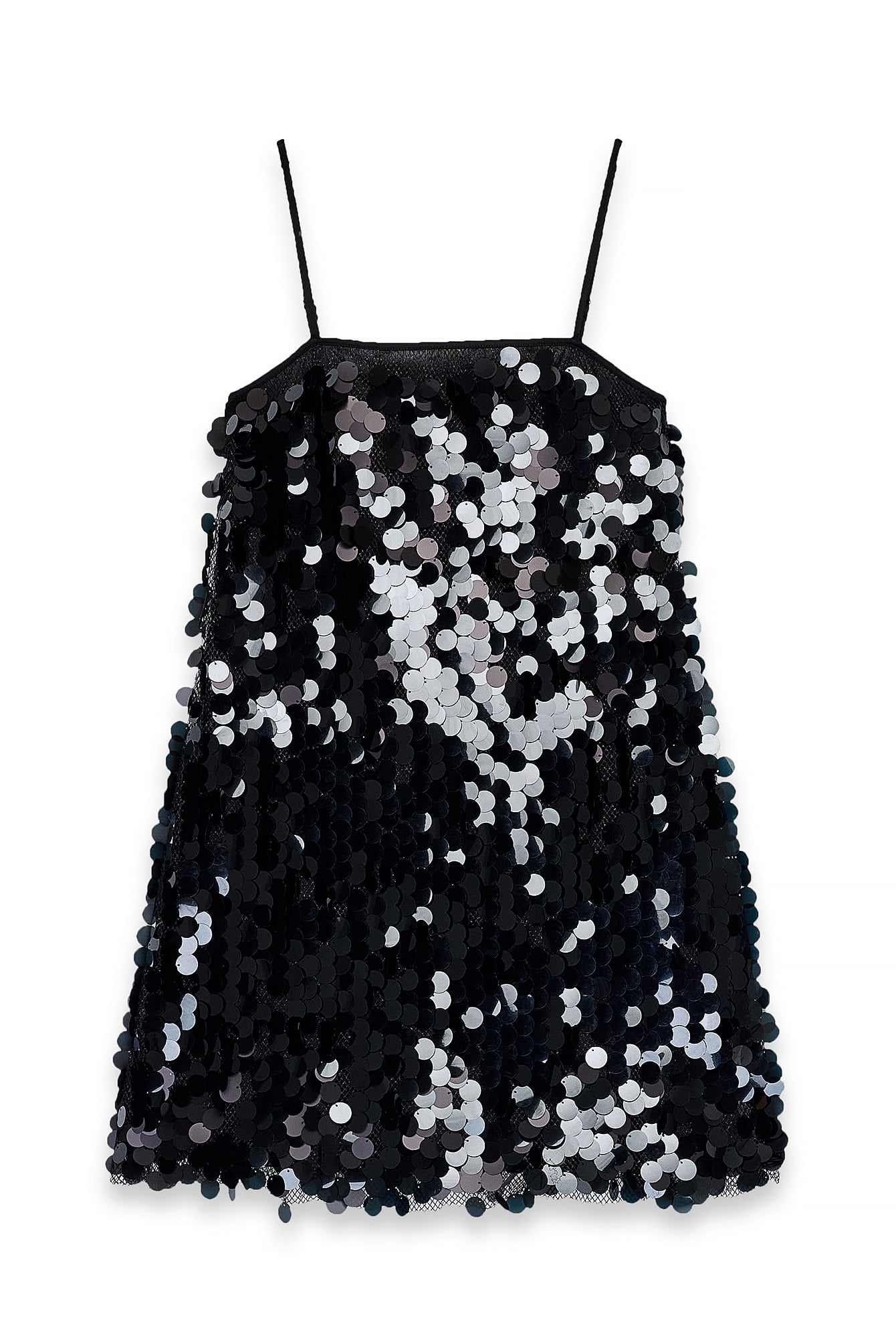 Robe Nuisette Courte À Sequins Noir