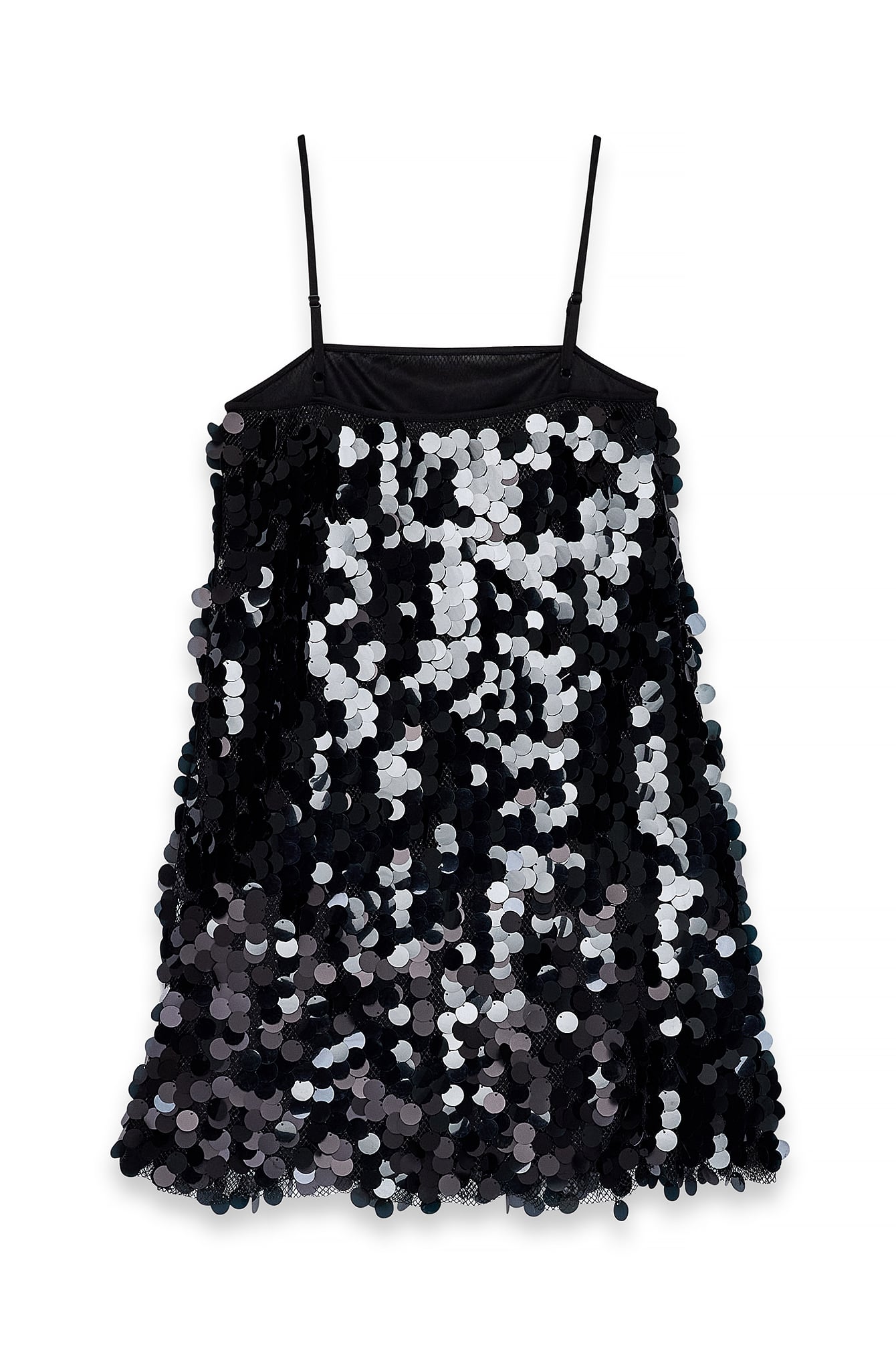 Robe Nuisette Courte À Sequins Noir