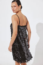 Robe Nuisette Courte À Sequins Noir