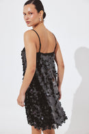 Robe Nuisette Courte À Sequins Noir