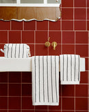 Serviette de bain - Blanc rayé Noir