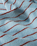 Serviette de bain - Bleu rayé Rouge