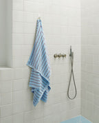 Telo da bagno - Blu a righe rosse