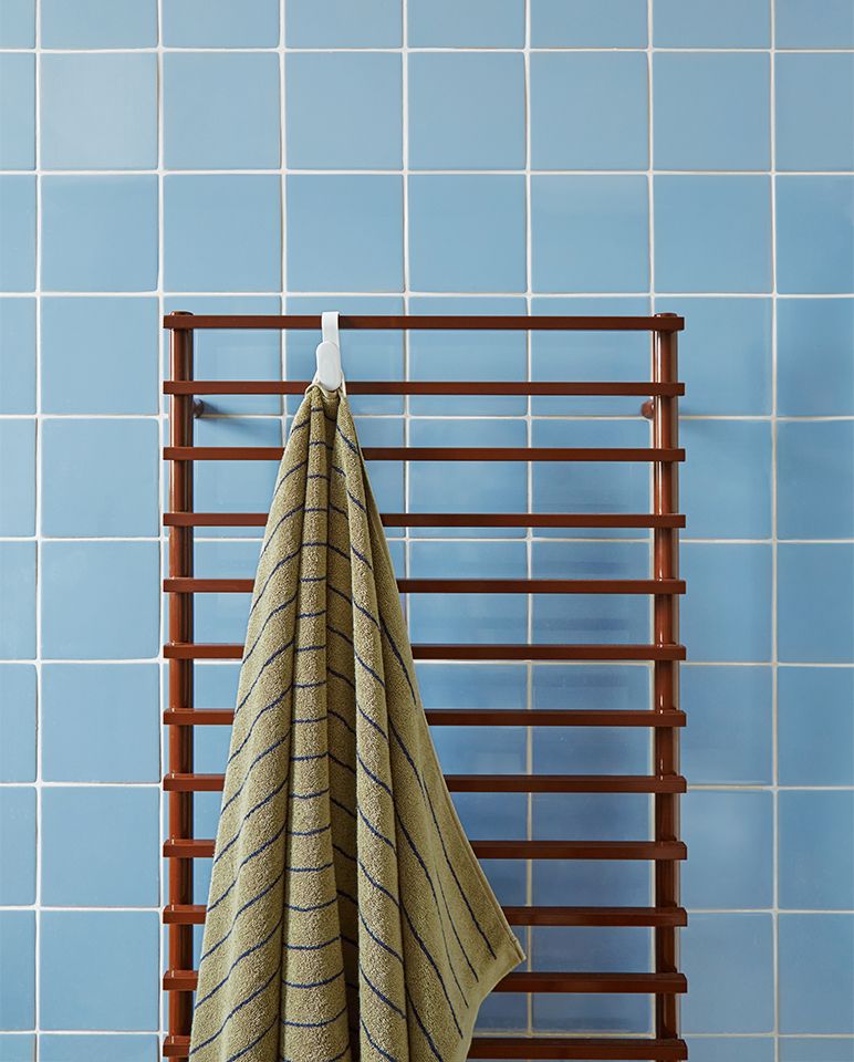 Serviette de bain - Vert rayé Bleu