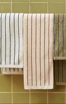 Serviette cheveux - Blanc rayé Noir